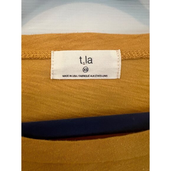 t.la Mustard Yellow Flutter Sleeve T-shirt Size XS Made in USA - Picture 3 of 8